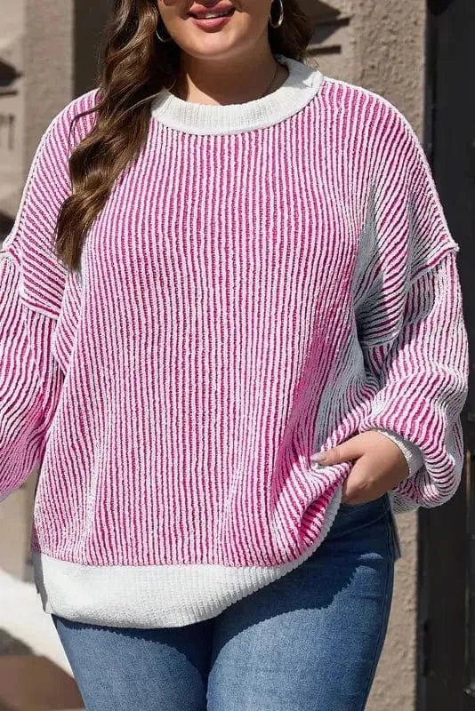 Sweaters Cozy Contrast Stripe Knit Sweater