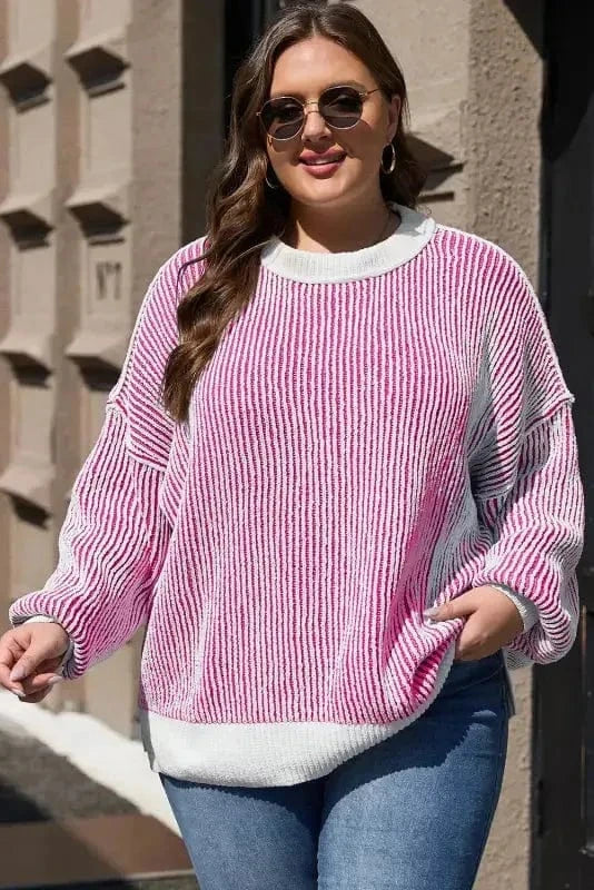Sweaters Cozy Contrast Stripe Knit Sweater