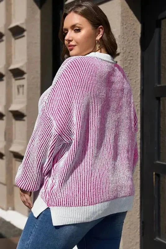 Sweaters Cozy Contrast Stripe Knit Sweater