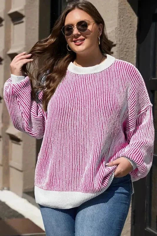 Sweaters Cozy Contrast Stripe Knit Sweater