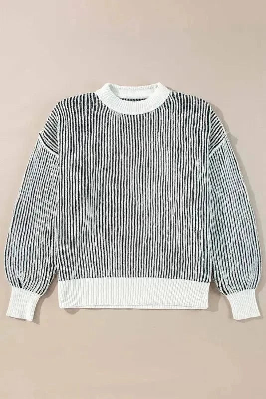 Sweaters Cozy Contrast Stripe Knit Sweater