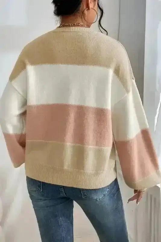 Dusty pink lantern sleeve sweater back view — Fashionfitz UK