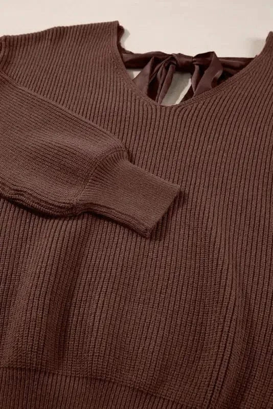 Sweaters Elegant Noir Lantern-Sleeve Sweater