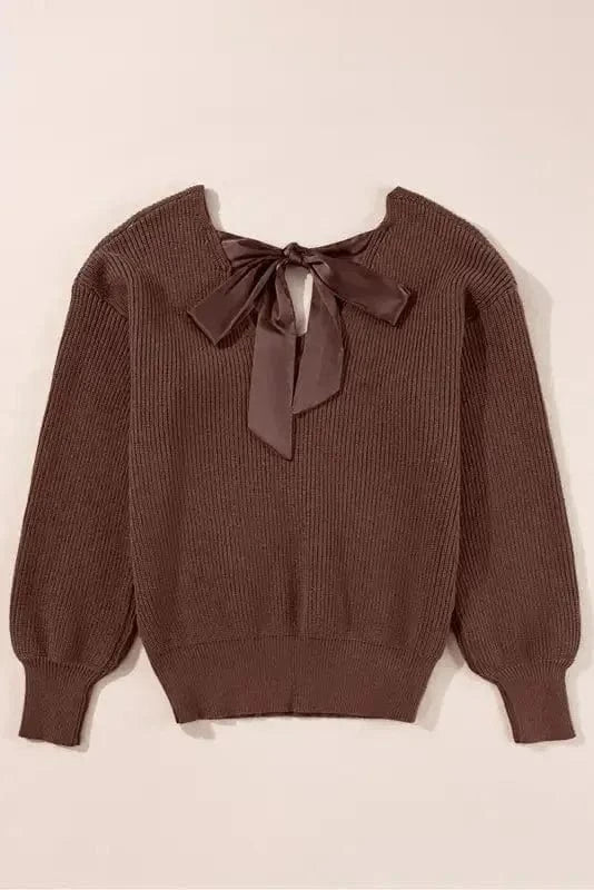 Sweaters Elegant Noir Lantern-Sleeve Sweater