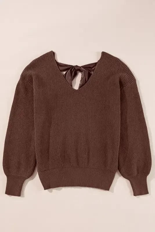 Sweaters Elegant Noir Lantern-Sleeve Sweater