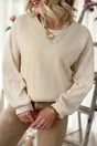Sweaters Parchment / S / 50%Polyester+50%Cotton Vintage Patchwork Eyelet Jumper