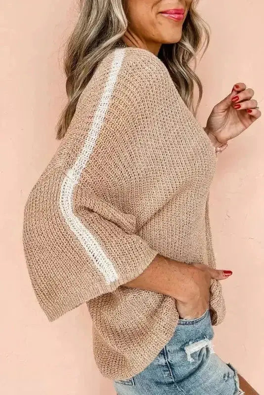 Pinstripe loose sweater back view — Fashionfitz UK