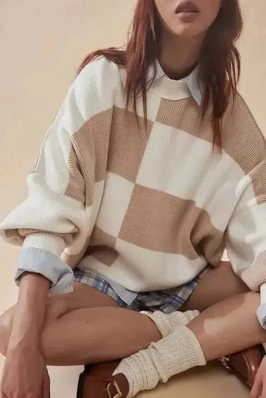 Sweaters Plaid Posh Slouchy Sweater