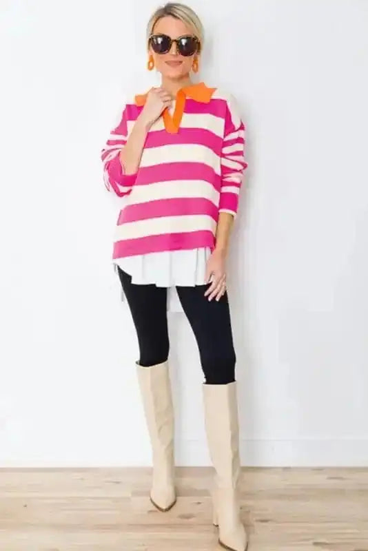 Sweaters Rose Stripe Harmony Sweater