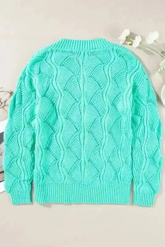 Sweaters Rosy Retreat Hollow-Out Knit Sweater