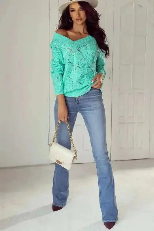Sweaters Rosy Retreat Hollow-Out Knit Sweater