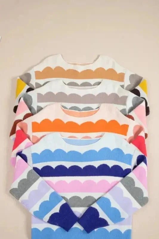 Sweaters Wave Striped Drop Shoulder Sweater