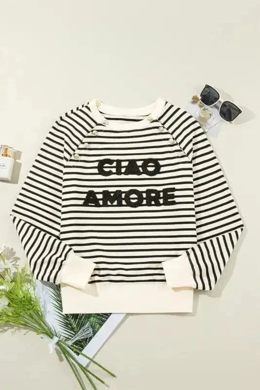 Sweatshirts Amore Striped Graphic Sweatshirt