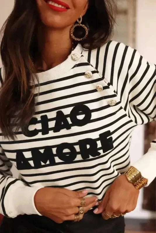 Sweatshirts Amore Striped Graphic Sweatshirt