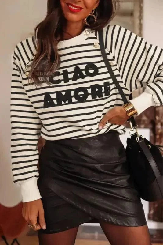 Sweatshirts Amore Striped Graphic Sweatshirt