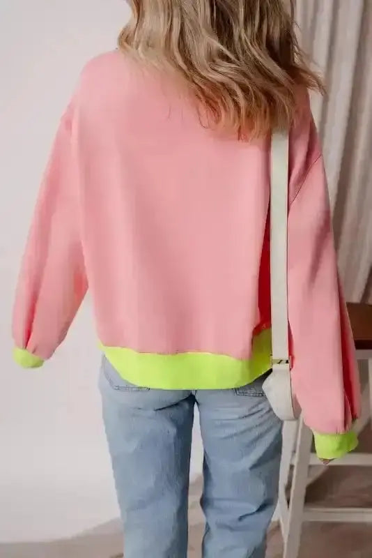 Colourblock boxy sweatshirt back view — Fashionfitz UK