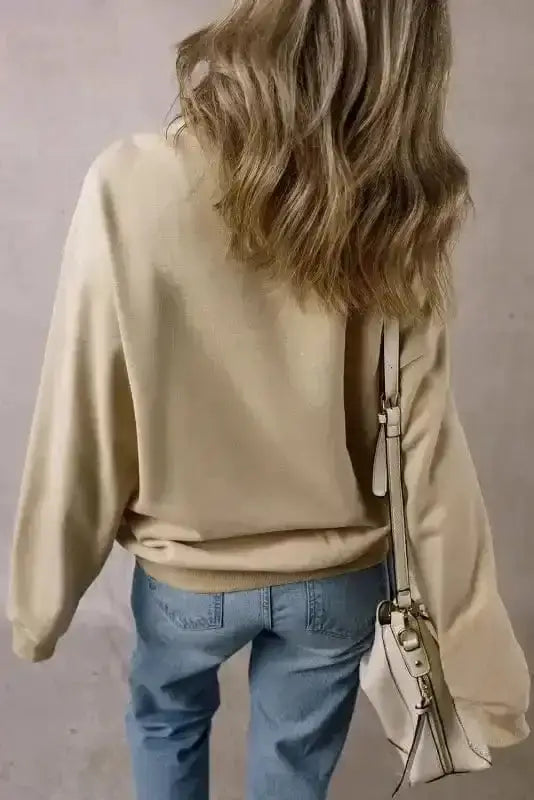 Loose crew neck fleece sweatshirt back view — Fashionfitz UK