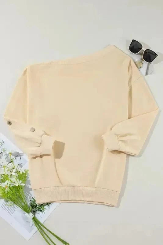 Sweatshirts Relaxed Fit Button-Sleeve Sweatshirt