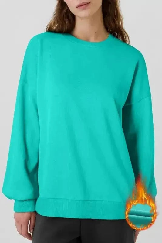 Sweatshirts Sea Green / S / 50%Polyester+50%Cotton CozyFleece High-Low Sweatshirt