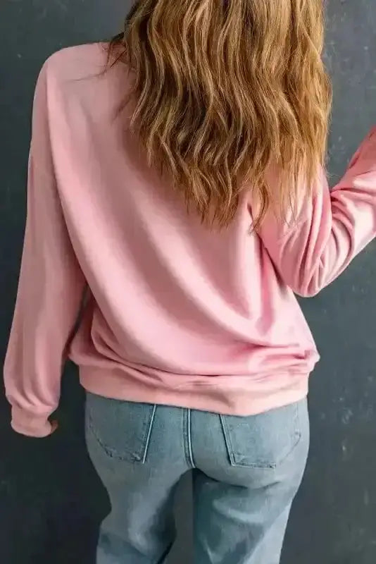 Pink retro vintage crew neck sweatshirt back view — Fashionfitz UK
