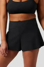 Black wide leg swim bottoms front view — Fashionfitz UK