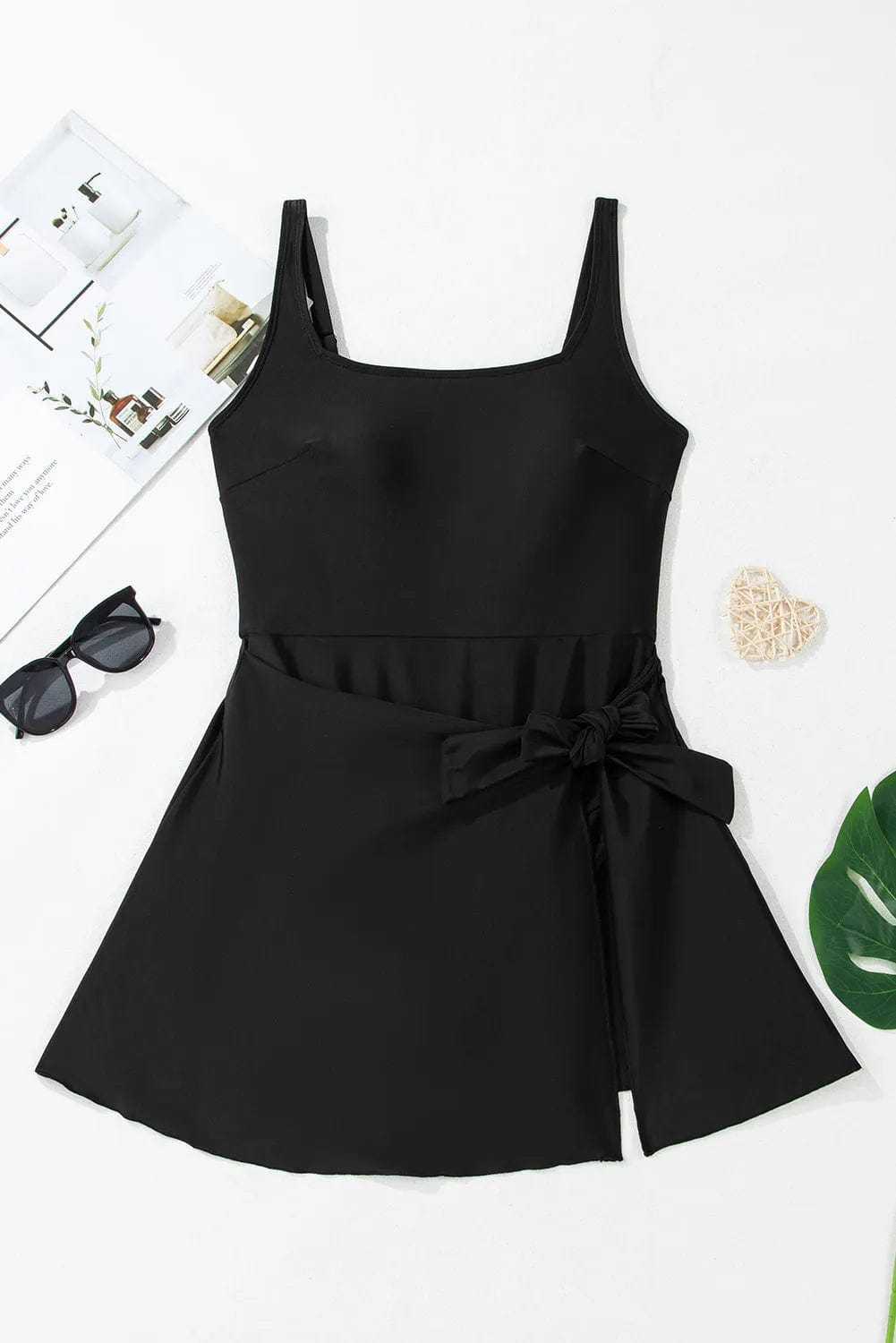 Swim Dresses Sleek Side-Tied Swim Dress
