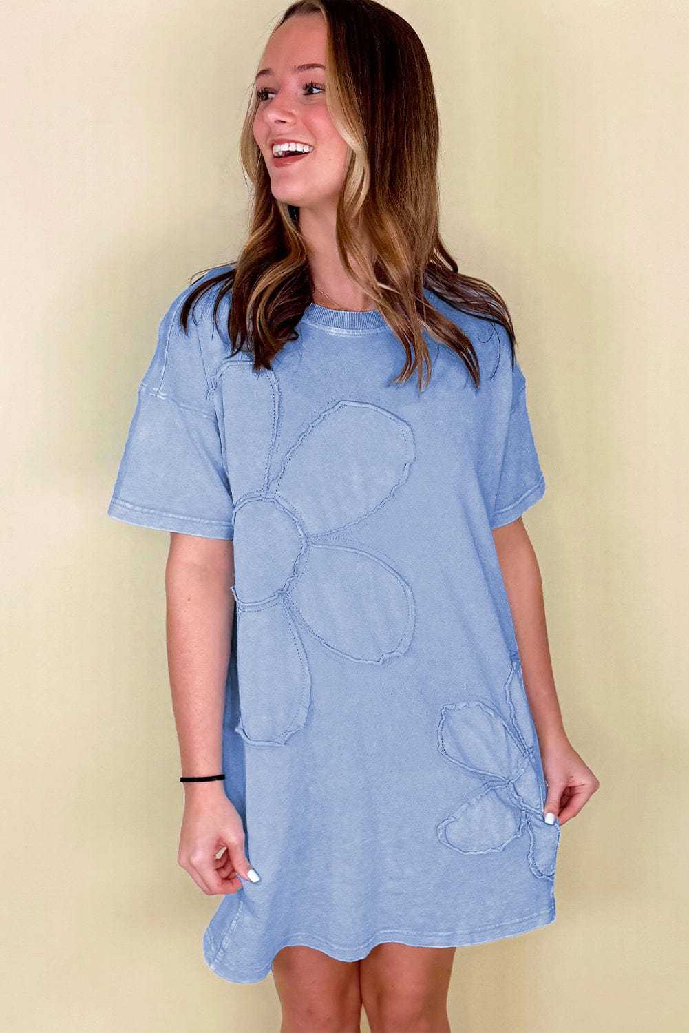 T Shirt Dresses Flower Mini T-Shirt Dress