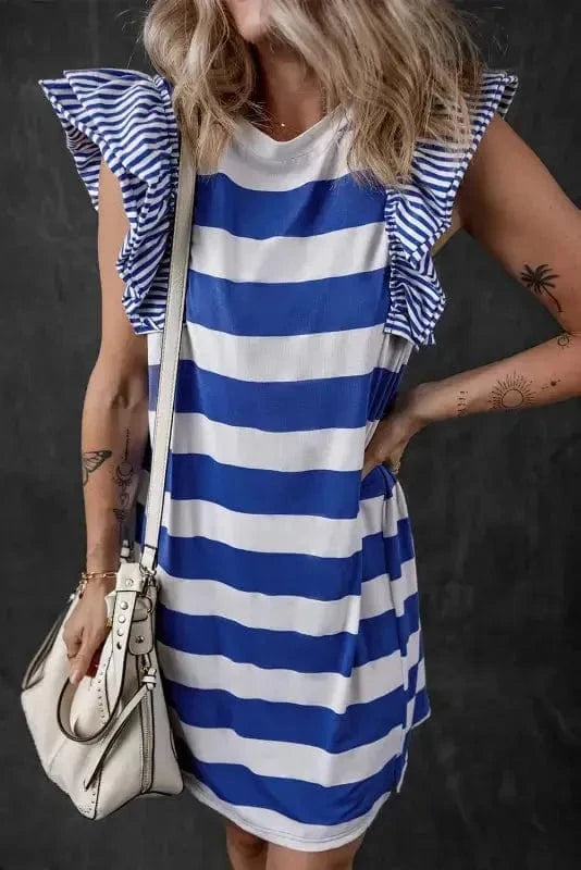 T Shirt Dresses Sooty Stripe Swirl Tunic Dress