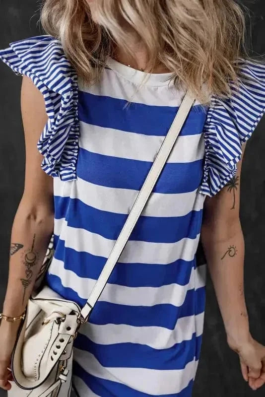 T Shirt Dresses Sooty Stripe Swirl Tunic Dress