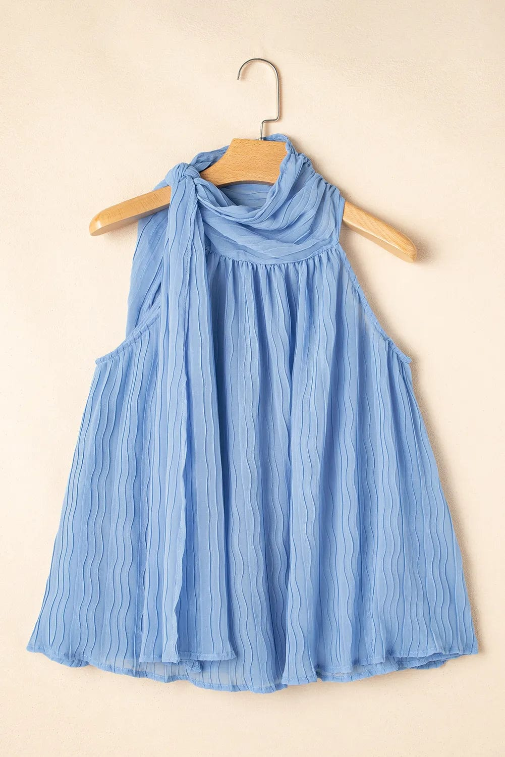 Tank Tops Tied Elegance Pleated Top
