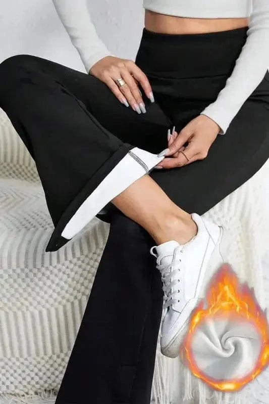 Thermal Pants Black / S / 90%Polyester+10%Elastane Thermal Lined Flared Pants