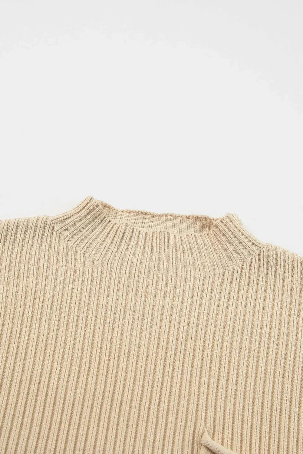 Tops Ribbed Knit Short Sleeve Sweater - Patch Pocket