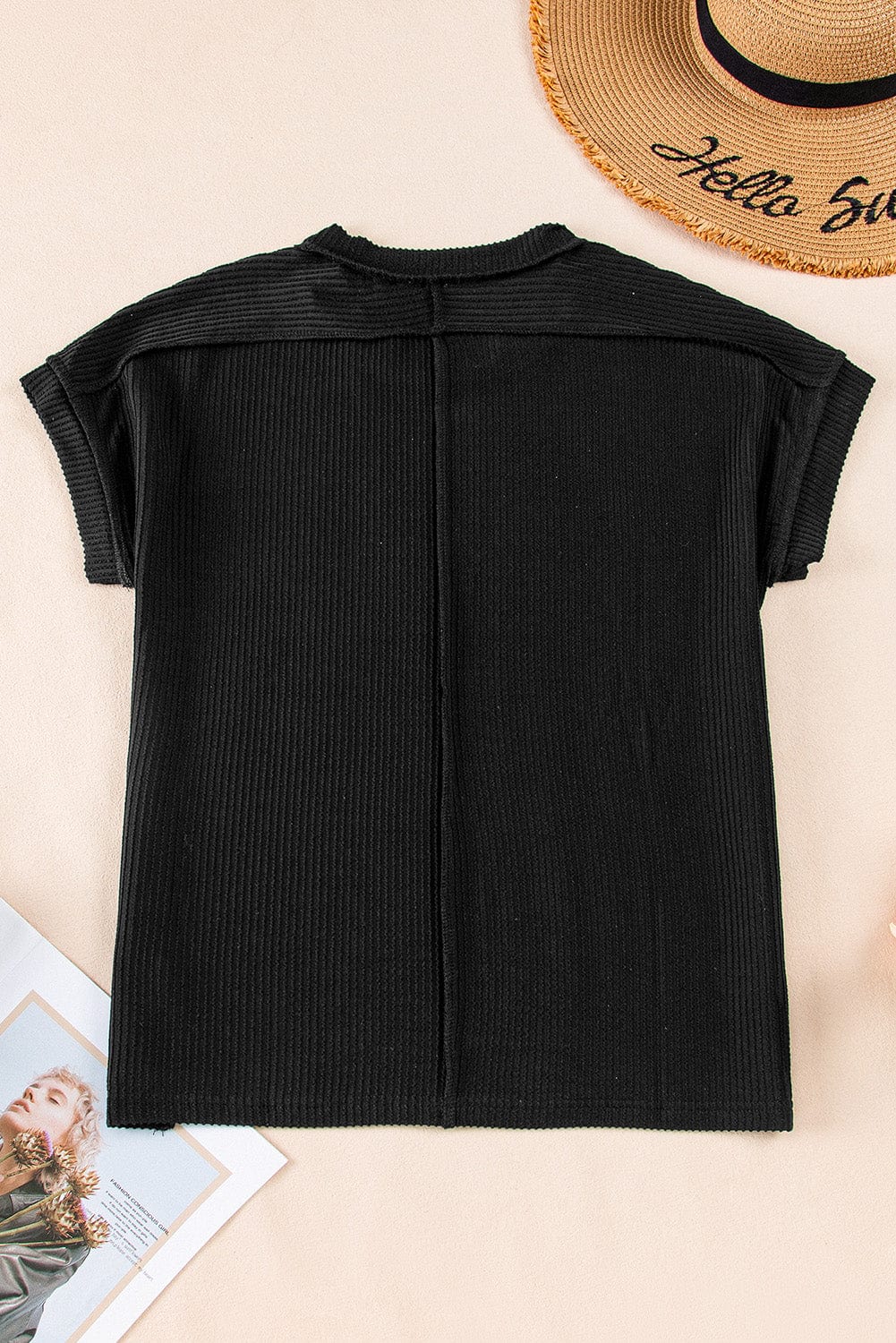 Tops/Tops & Tees Summer Knit Exposed Stitching T-shirt