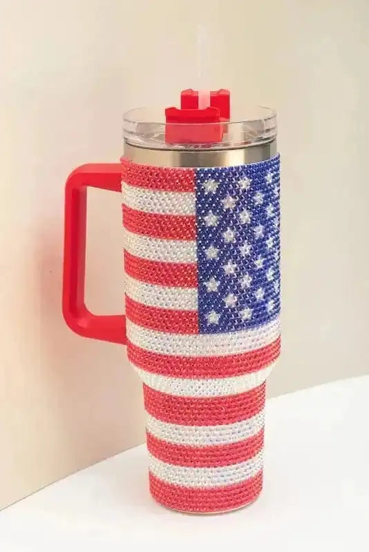 Tumblers Red / ONE SIZE / 304 Stainless Steel Patriot Sparkle 40oz Thermos Tumbler