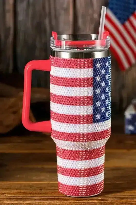 Tumblers Red / ONE SIZE / 304 Stainless Steel Patriot Sparkle 40oz Thermos Tumbler