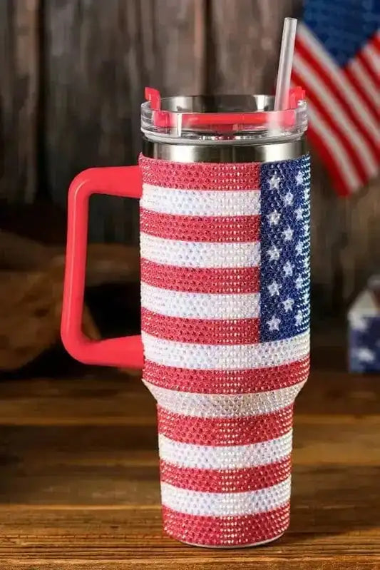 Tumblers Red / ONE SIZE / 304 Stainless Steel Patriot Sparkle 40oz Thermos Tumbler