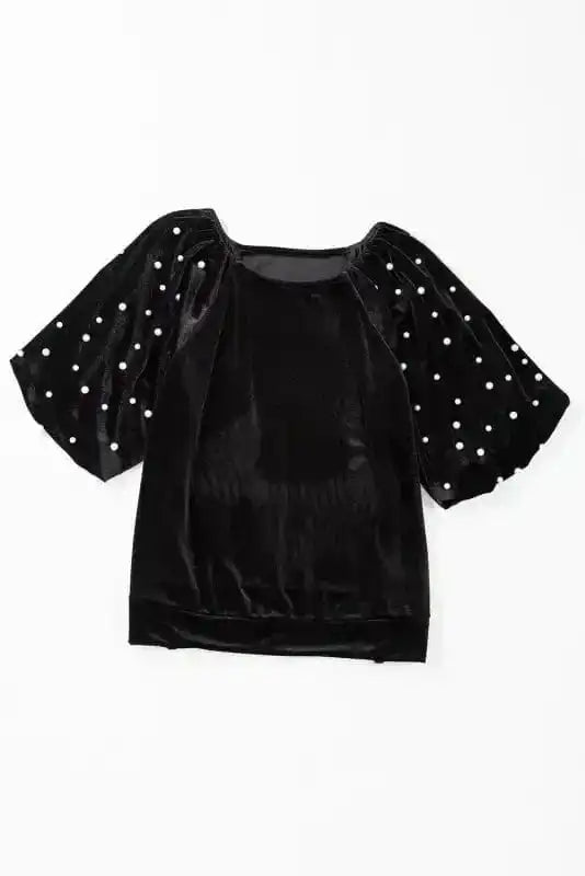 Tunic Tops Onyx Bead Velvet Tunic Top