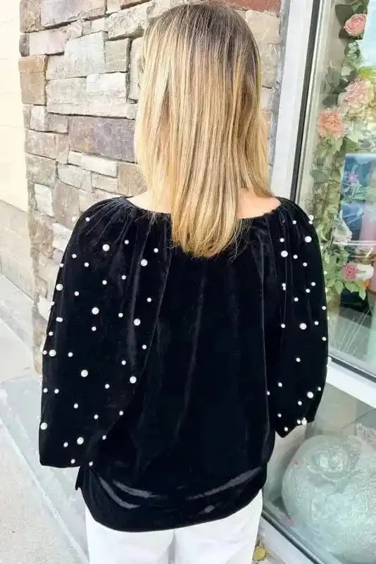 Tunic Tops Onyx Bead Velvet Tunic Top