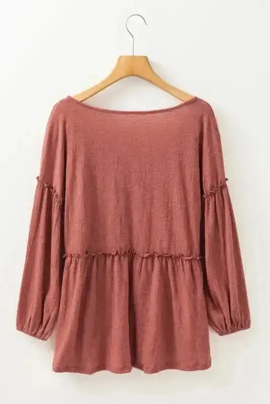 Tunic Tops Textured Grace Puff Sleeve Tunic Top