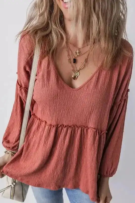 Tunic Tops Textured Grace Puff Sleeve Tunic Top