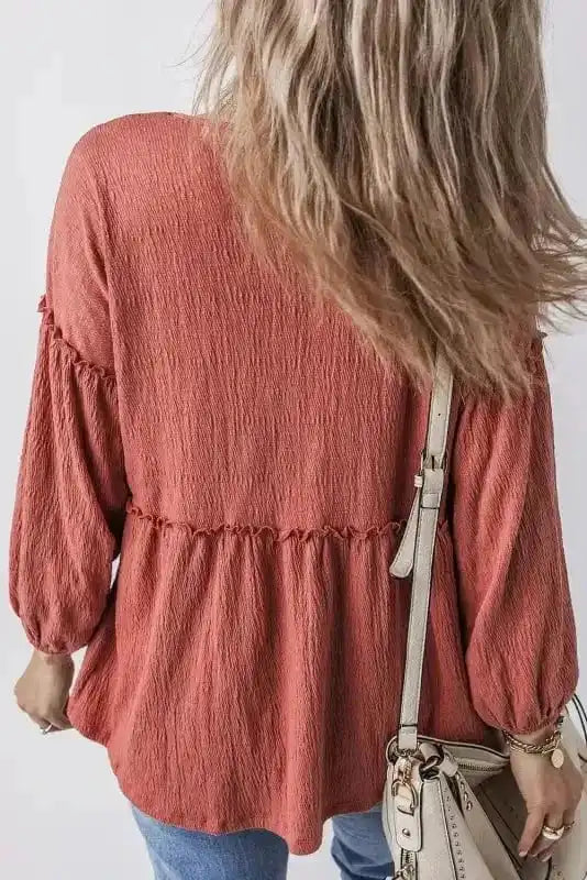 Tunic Tops Textured Grace Puff Sleeve Tunic Top