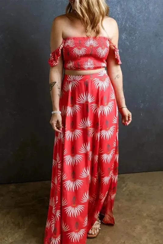 Two Piece Dresses Rosette Ruffle Co-ord Set