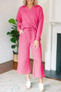 Two Piece Pant Sets Bonbon / S / 95%Polyester+5%Elastane Chic Bonbon Textured Ensemble