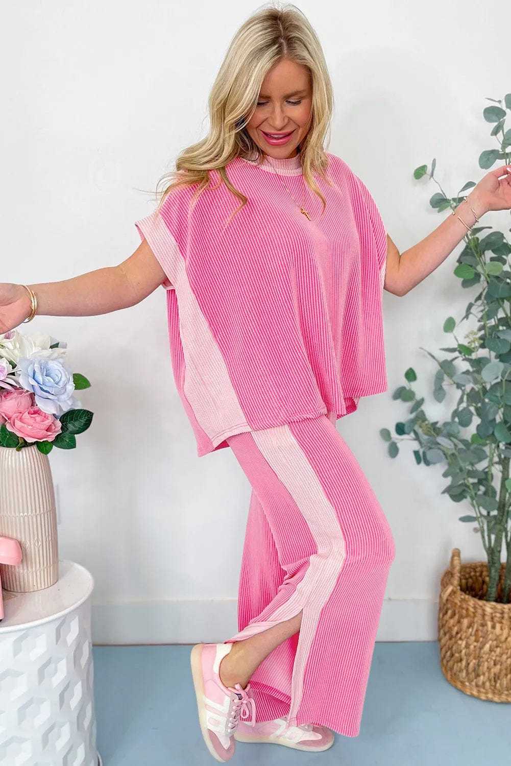 Two Piece Pant Sets Casual Luxe Corded Co-ord