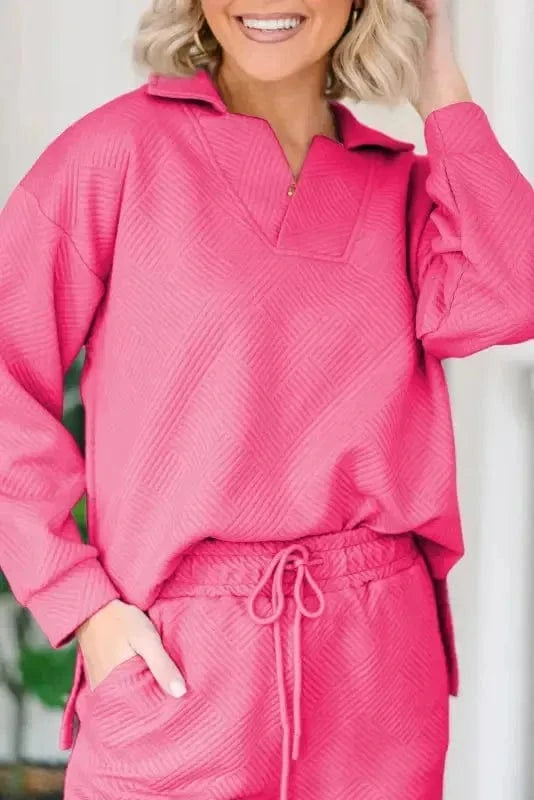 Two Piece Pant Sets Chic Bonbon Textured Ensemble
