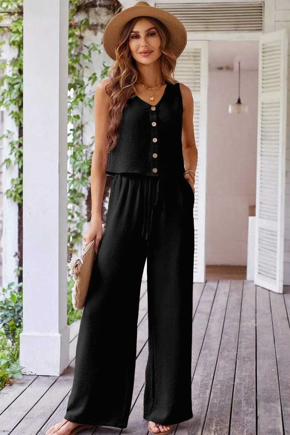 Two Piece Pant Sets Luxury Wide Leg Co-ord Set – Trendy Matching Lounge Outfit