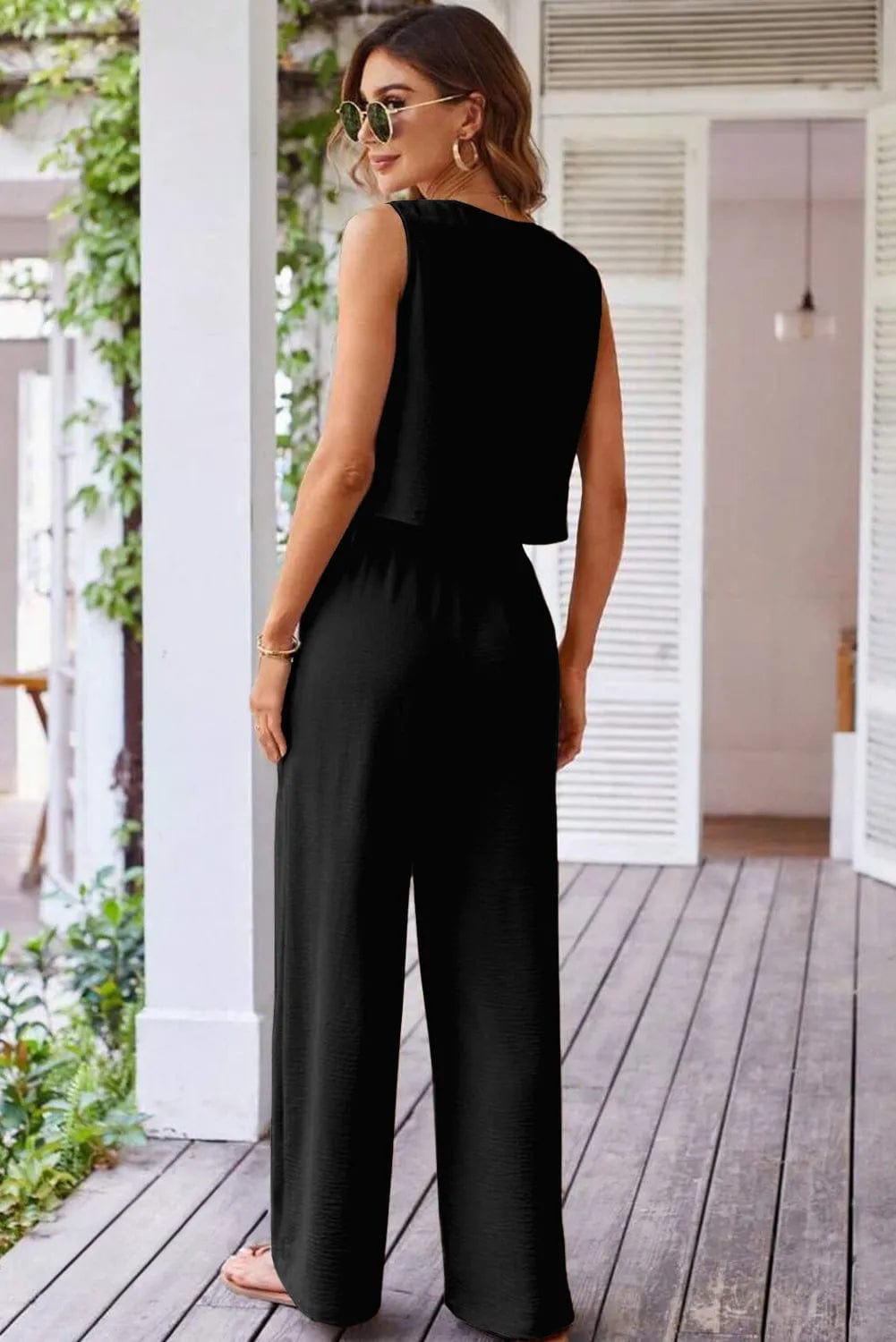 Two Piece Pant Sets Luxury Wide Leg Co-ord Set – Trendy Matching Lounge Outfit
