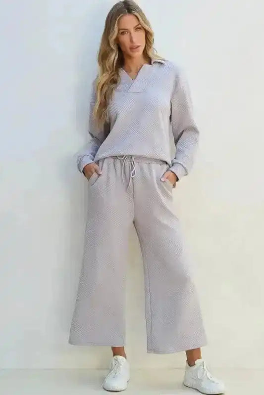 Two Piece Pants Sets Light Grey / S / 95%Polyester+5%Elastane Urban Elegance Ensemble