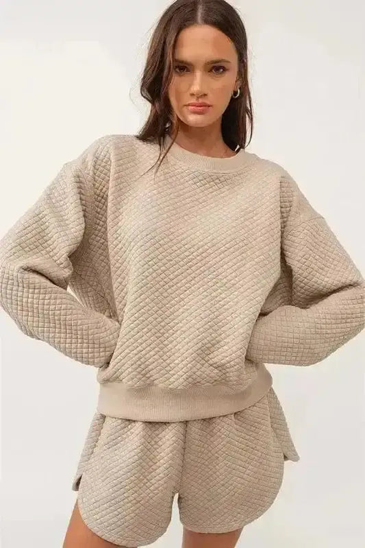 Two Piece Short Sets Timeless Quilted Lounge Set