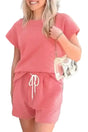 Two Piece Shorts Sets Pale Chestnut / S / 95%Polyester+5%Elastane Casual Tee and Shorts Co-ord Set